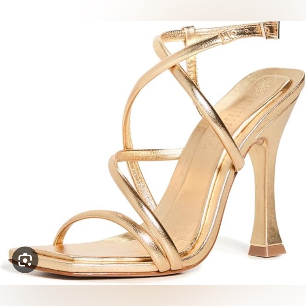 Schutz Lovi Gold Metallic Sandal, Size 7 - Picture 2 of 8